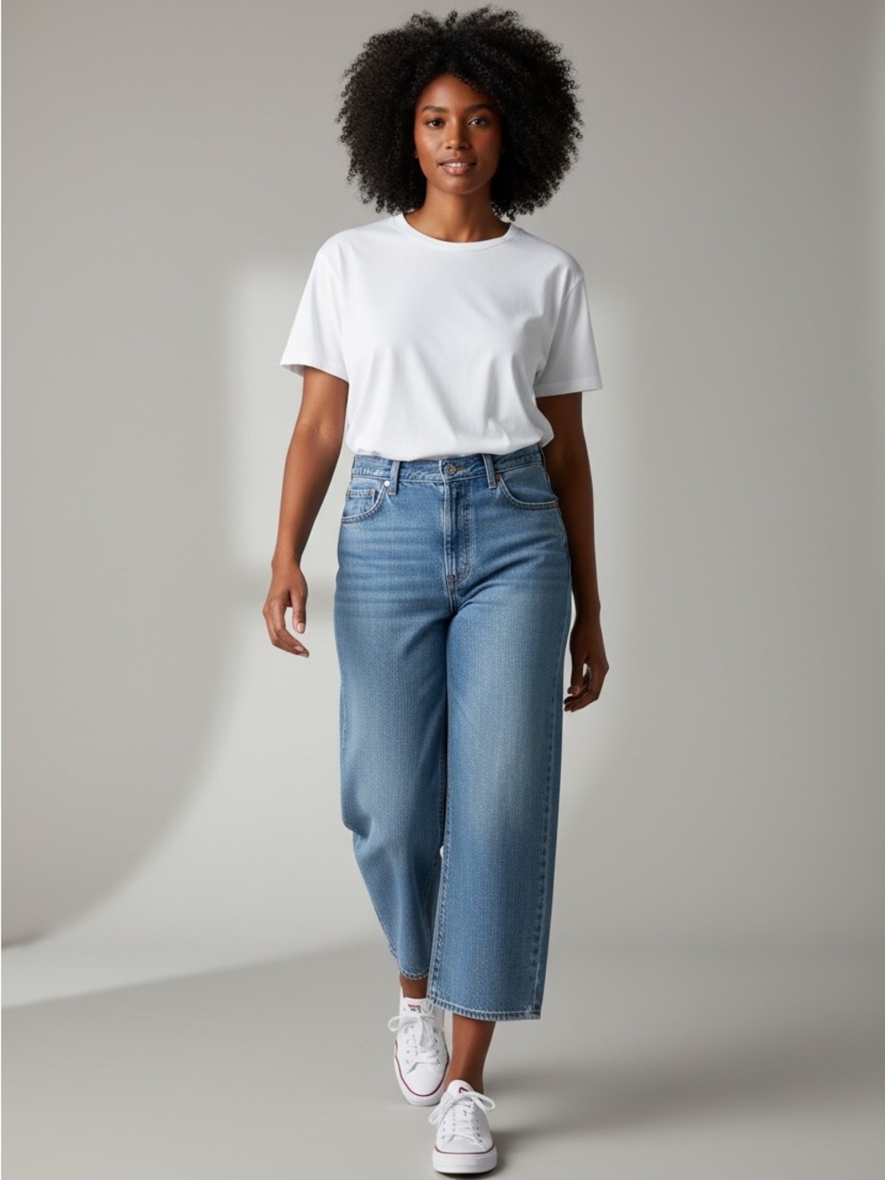 Levi's Premium Denim Light Wash High Rise Ankle Wide-Leg Jeans